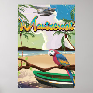 Montserrat eiland retro reisposter poster