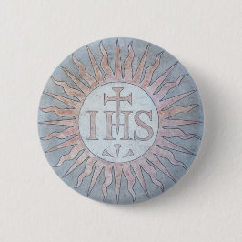 Montserrat Jesuit IHS Christogram Emblem Ronde Button 5,7 Cm