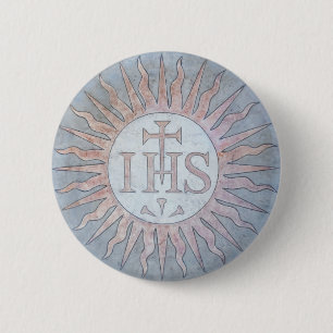 Montserrat Jesuit IHS Christogram Emblem Ronde Button 5,7 Cm