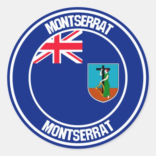 Montserrat Round Emblem Ronde Sticker (Voorkant)