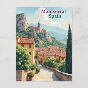 Montserrat Spanje Kunst vintage reisillustratie Briefkaart