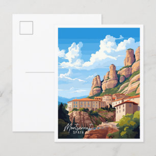 Montserrat Spanje Kunst vintage reisillustratie Briefkaart