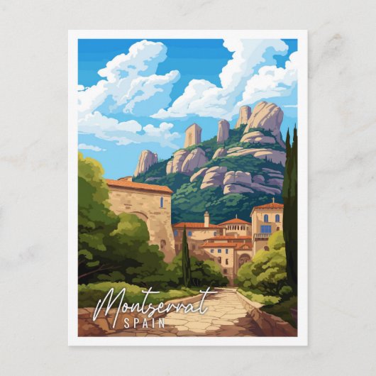 Montserrat Spanje vintage reisillustratie Briefkaart (Voorkant)