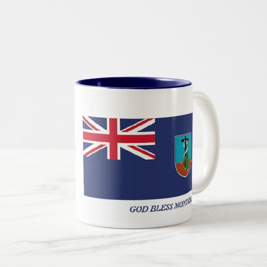 MONTSERRAT VLAG Scripting Gepersonaliseerd Wit Tweekleurige Koffiemok (Voorkant rechts)