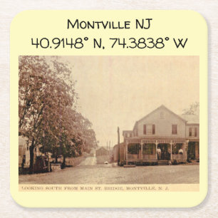 Montville NJ Map Coordinates  Style Vierkante Kartonnen Onderzetter