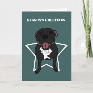 Monty the Staffordshire bull shier Feestdagen Kaart