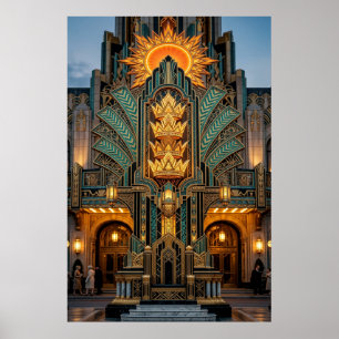 Monument architectural couronne dorée Art déco