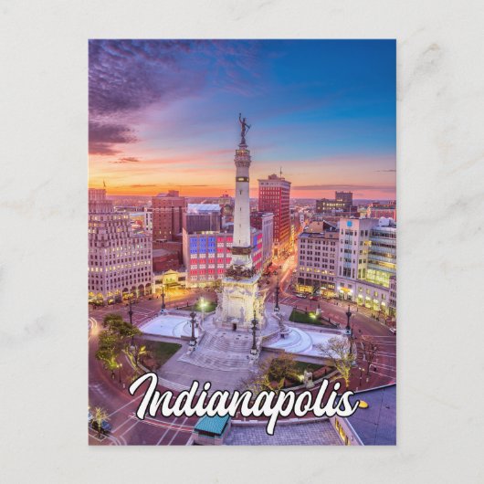 Monument Circle - Het centrum van Indianapolis, In Briefkaart (Voorkant)