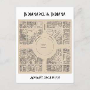 Monument Circle in Indianapolis, Indiana 1929 Briefkaart