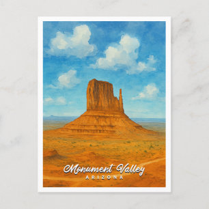 Monument Valley AZ Desert Uitzicht   Waterverf Feestdagenkaart