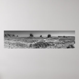 Monument Valley Black and White Panoramic Poster