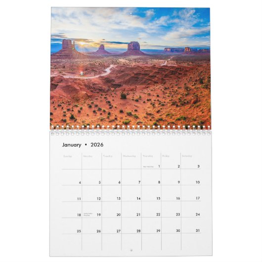 Monument Valley Calendrier 12 mois (Jan 2026)