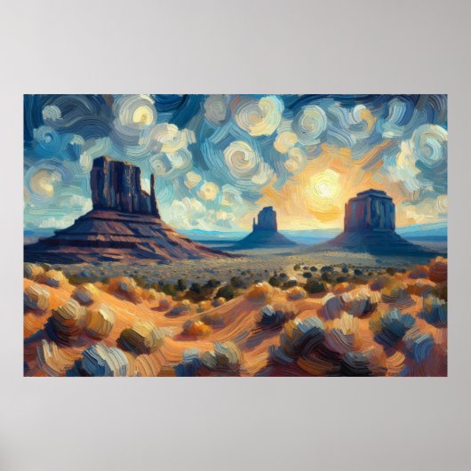 Monument Valley olieverfschilderij Poster (Voorkant)