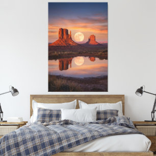 Monument Valley Supermoon Reflectie – Woestijn Canvas Afdruk