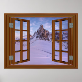 Monument Valley USA Faux Window Uitzicht Winter Poster