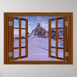 Monument Valley USA Faux Window Uitzicht Winter Poster