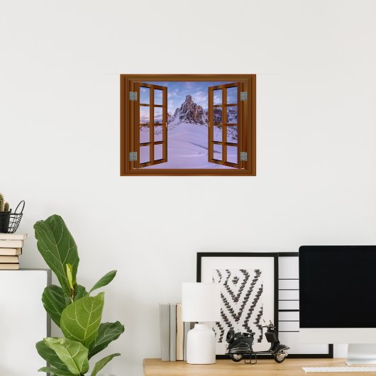 Monument Valley USA Faux Window Uitzicht Winter Poster (Thuiskantoor)