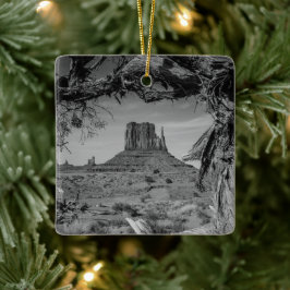 Monument Valley Zwart-wit Keramisch Ornament