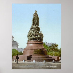Monument voor Catharina de Grote in Sint-Petersbur Poster