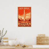 Monument Washington - Affiche Dieu Bénisse l'Améri (Cuisine)