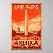 Monument Washington - Affiche Dieu Bénisse l'Améri (Devant)
