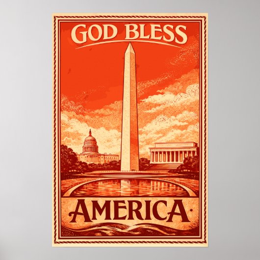 Monument Washington - Affiche Dieu Bénisse l'Améri (Devant)