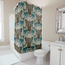 monumentale leeuw blauwe douchegordijn