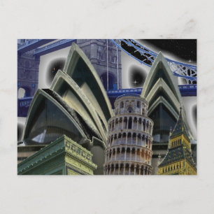 Monumenten Collage bij nacht Briefkaart
