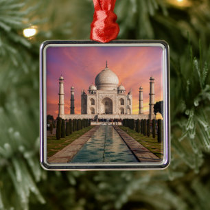 Monumenten Colorful View of the Taj Mahal Metalen Ornament