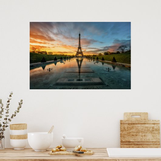 Monumenten Eiffel Tower Sunrise Poster (Keuken)