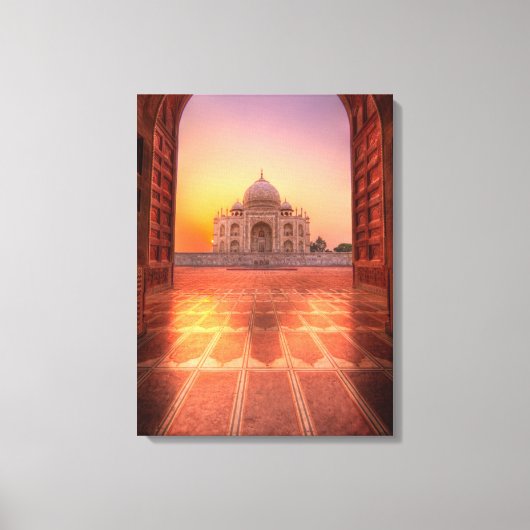 Monumenten Taj Mahal, India at Sunset Canvas Afdruk (Voorkant)