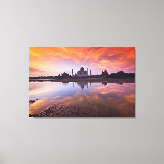 Monumenten | Taj Mahal Sunset Canvas Afdruk (Voorkant)