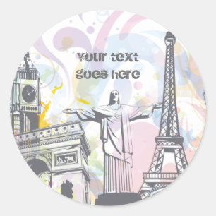 Monumenten van de wereld ronde sticker