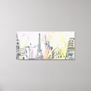 Monumenten van de wereld verpakt canvas print