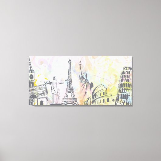 Monumenten van de wereld verpakt canvas print (Voorkant)