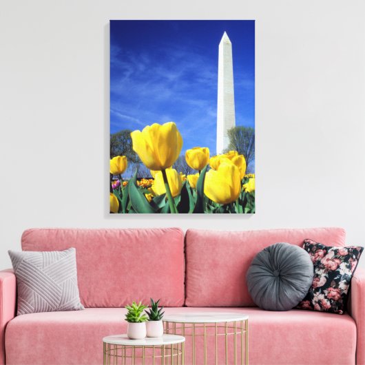Monumenten | Washington Monument in Spring Canvas Afdruk (Insitu (Woonkamer))