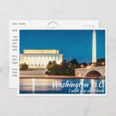 Monuments de Washington DC avec carte postale Poto (Devant / Derrière)