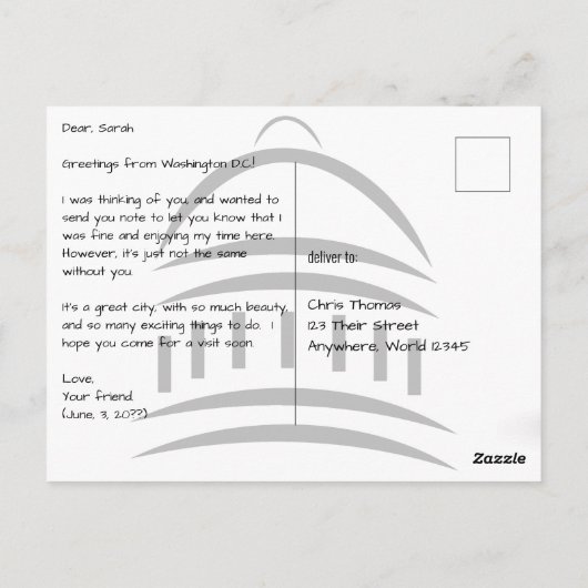 Monuments de Washington DC avec carte postale Poto (Dos)