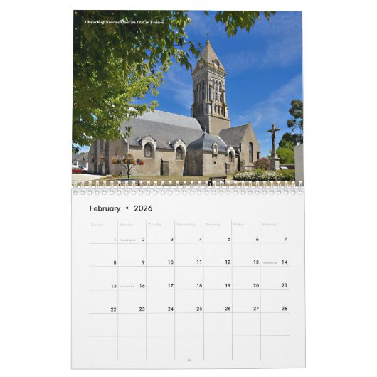 Monuments religieux en France Calendrier 12 mois (Feb 2026)