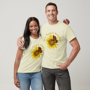 Monvlinder op een zonnebloem t-shirt