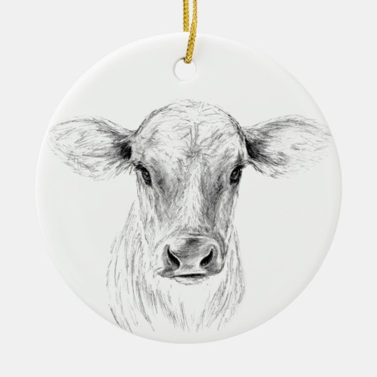 Moo A Young Jersey Cow Keramisch Ornament (Voorkant)