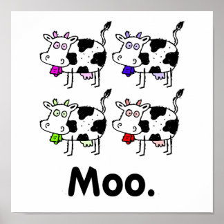 MOO. Afdrukken Koe bevestigen Poster