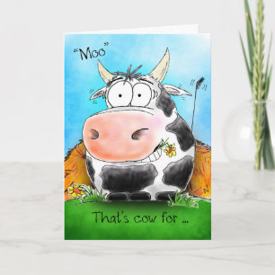 Moo betekent Happy Birthday Cartoon Koe Kaart