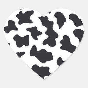 MOO Black en White Dairy Cow Pattern Print Giften Hart Sticker