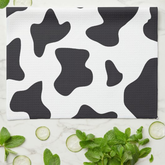 MOO Black en White Dairy Koe Pattern Print Giften Theedoek (Gevouwen)