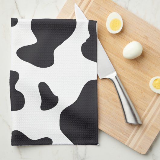 MOO Black en White Dairy Koe Pattern Print Giften Theedoek (Quarter Fold)
