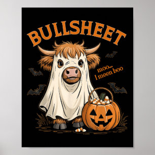 Moo... Boo Bullsheet Highland Koe Ghost Hal Poster