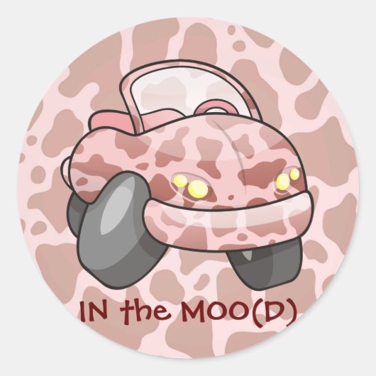 Moo Car Ronde Sticker (Voorkant)