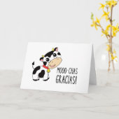 Moo-chas Gracias ! Carte de remerciements mou (hor (Fleur jaune)