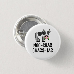 Moo-chas Grass-ias, Muchas Gracias geschenken Kalf Ronde Button 3,2 Cm